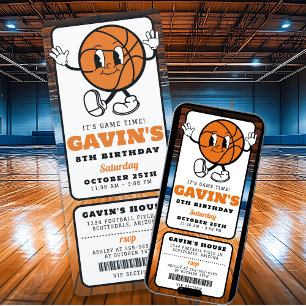 Cool Retro Basketbal Ticket Sport Verjaardagsfeest Kaart