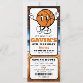Cool Retro Basketbal Ticket Sport Verjaardagsfeest Kaart (Voorkant)
