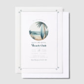 Cool Retro Beach Club Verjaardagsfeest Vellum Uitnodigingen (Offset)