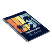 Cool Retro Beach House Custom Navy Blauw Notitieboek (Rechterzijde)