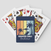 Cool Retro Beach House Custom Navy Blauw Pokerkaarten (Achterkant)