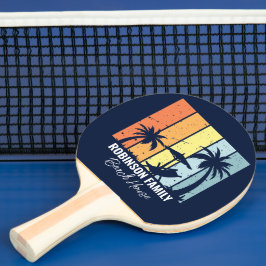 Cool Retro Beach House Custom Navy Blauw Tafeltennisbatje