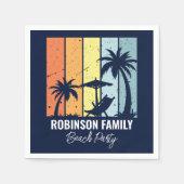 Cool Retro Beach Party Custom Navy Blauw Servet (Voorkant)