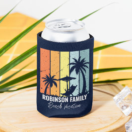 Cool Retro Beach Vakantie Custom Navy Blauw Blikjeskoeler