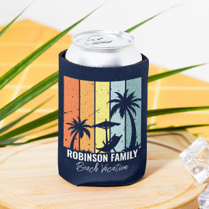 Cool Retro Beach Vakantie Custom Navy Blauw Blikjeskoeler