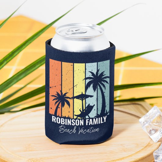 Cool Retro Beach Vakantie Custom Navy Blauw Blikjeskoeler
