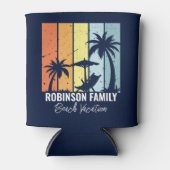 Cool Retro Beach Vakantie Custom Navy Blauw Blikjeskoeler (Voorkant)