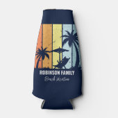 Cool Retro Beach Vakantie Custom Navy Blauw Flesjeskoeler (Voorkant)