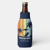 Cool Retro Beach Vakantie Custom Navy Blauw Flesjeskoeler (Fles Voorkant)