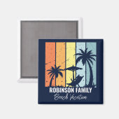 Cool Retro Beach Vakantie Custom Navy Blauw Magneet (Voorkant / Achterkant)
