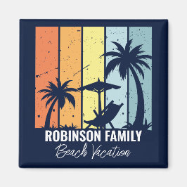 Cool Retro Beach Vakantie Custom Navy Blauw Magneet