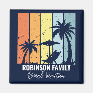 Cool Retro Beach Vakantie Custom Navy Blauw Magneet