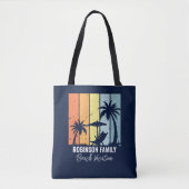 Cool Retro Beach Vakantie Custom Navy Blauw Tote Bag (Voorkant)