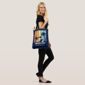 Cool Retro Beach Vakantie Custom Navy Blauw Tote Bag (Op model)