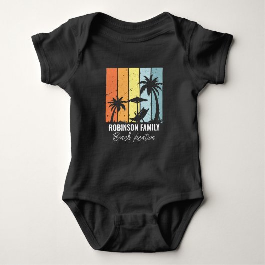Cool Retro Beach Vakantie Gepersonaliseerd Romper (Voorkant)