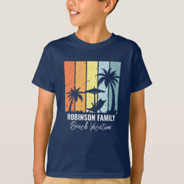Cool Retro Beach Vakantie Navy Blauw Kind T-shirt