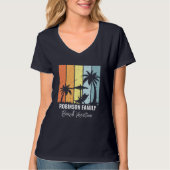 Cool Retro Beach Vakantie Navy Blue Dames T-shirt (Voorkant)