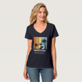 Cool Retro Beach Vakantie Navy Blue Dames T-shirt (Voorkant volledig)