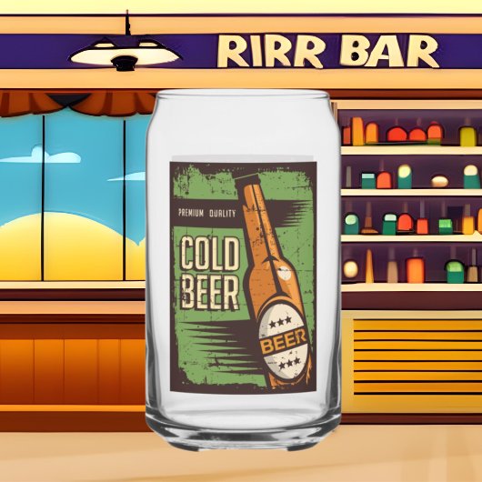 Cool retro  bierliefhebbers blikvorm glas