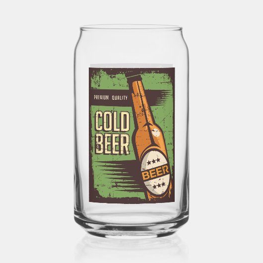 Cool retro  bierliefhebbers blikvorm glas (Achterkant)