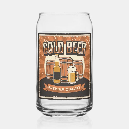 Cool retro  bierliefhebbers blikvorm glas (Voorkant)