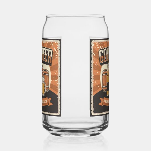 Cool retro  bierliefhebbers blikvorm glas (Links)