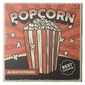 Cool retro bioscoop popcorn tegeltje (Voorkant)