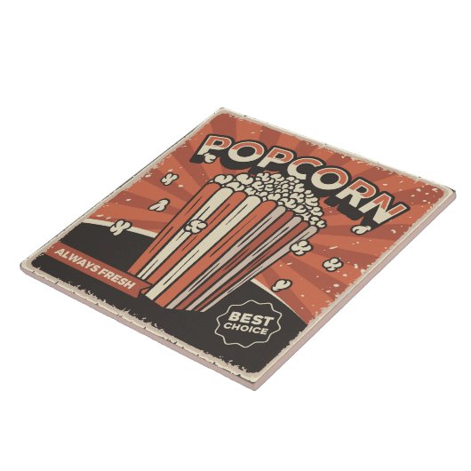 Cool retro bioscoop popcorn tegeltje (Zijkant)