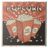 Cool retro bioscoop popcorn tegeltje (Voorkant)