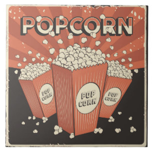 Cool retro bioscoop popcorn tegeltje
