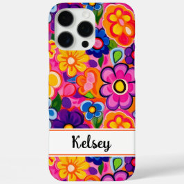 Cool Retro Bloemstuk Gepersonaliseerd iPhone 16 Pro Max Hoesje