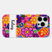 Cool Retro Bloemstuk Gepersonaliseerd iPhone Hoesje (Achterkant horizontaal)