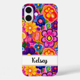 Cool Retro Bloemstuk Persoonlijk iPhone 16 Plus Hoesje