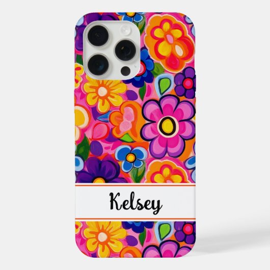 Cool Retro Bloemstuk Persoonlijk iPhone Hoesje (Achterkant)