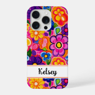 Cool Retro Bloemstuk Persoonlijk iPhone 15 Pro Case