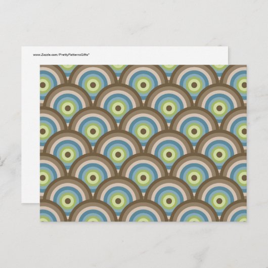 Cool Retro Blue Green Circle Patroon - Aangepaste Briefkaart (Voorkant / Achterkant)
