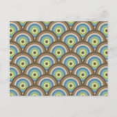 Cool Retro Blue Green Circle Patroon - Aangepaste  Briefkaart (Voorkant)