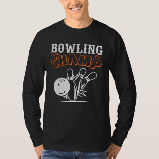 Cool Retro Bowling Champ Mannen Lange hoes T-shirt (Voorkant)