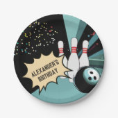 Cool Retro Bowling Pin Confetti Verjaardagsfeest Papieren Bordje (Voorkant)