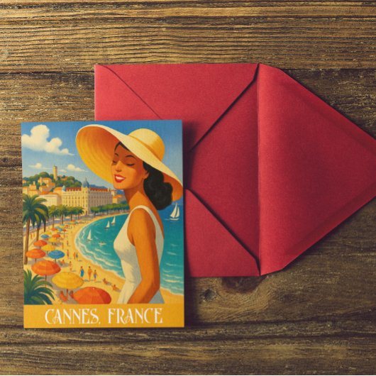 Cool Retro Cannes Franse Rivièra Briefkaart