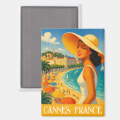 Cool Retro Cannes Franse Rivièra Magneet (Voorkant / Achterkant)