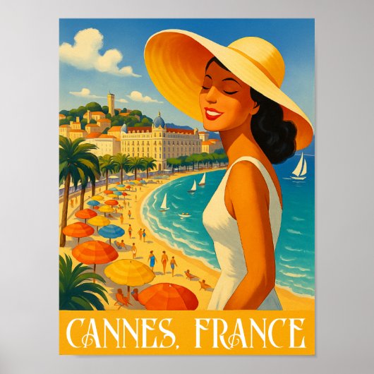 Cool Retro Cannes Franse Rivièra Poster (Voorkant)