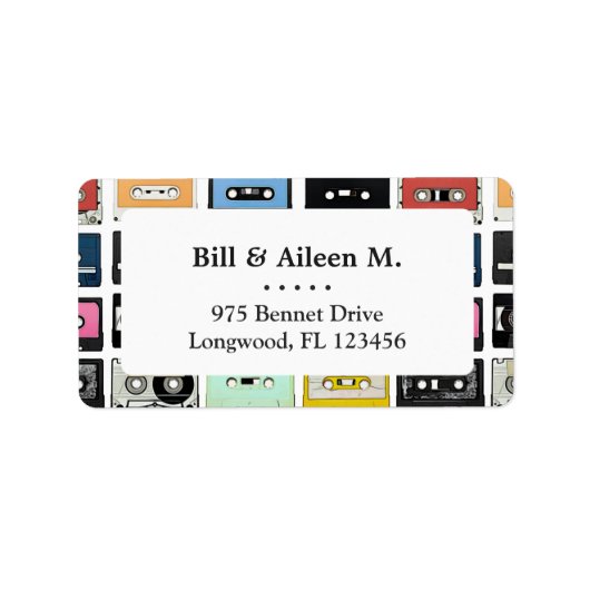Cool retro  cassettes mix bandenpatroon etiket (Voorkant)