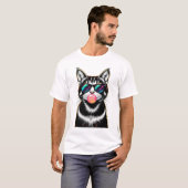 Cool Retro Cat – Bubblegum Pop Art Design T-shirt (Voorkant volledig)