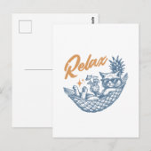 Cool  Retro Cat Ontspannende Hangmat Cocktail Briefkaart (Voorkant / Achterkant)