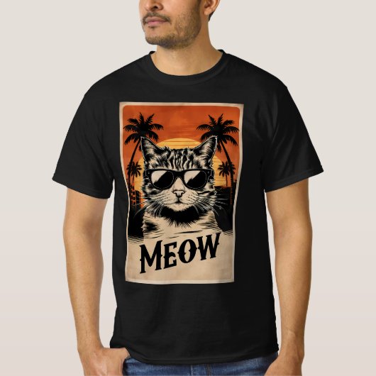 Cool Retro Cat with Sunglasses T-shirt (Voorkant)