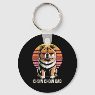 Cool Retro Chow Chow Vader Grappige Vintage Honden Sleutelhanger