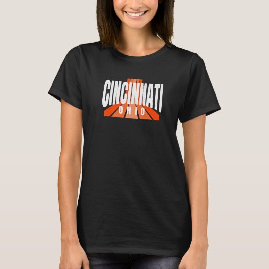Cool Retro Cincinnati OrangeBlack Cincinnati OH Fa T-shirt (Voorkant)