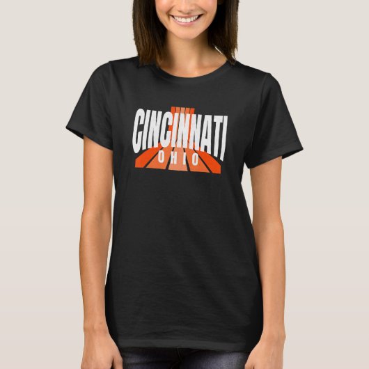 Cool Retro Cincinnati OrangeBlack Cincinnati OH Fa T-shirt (Voorkant)