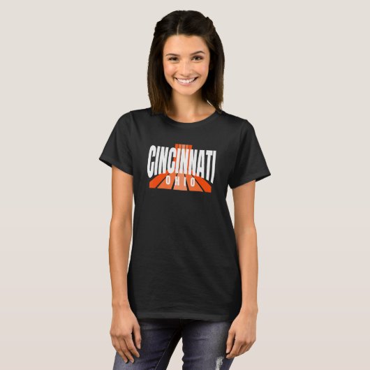 Cool Retro Cincinnati OrangeBlack Cincinnati OH Fa T-shirt (Voorkant volledig)